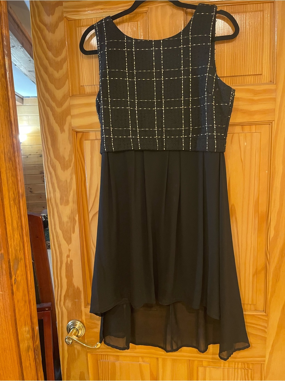 Black Windowpane Bodice High-Low Dress - Women